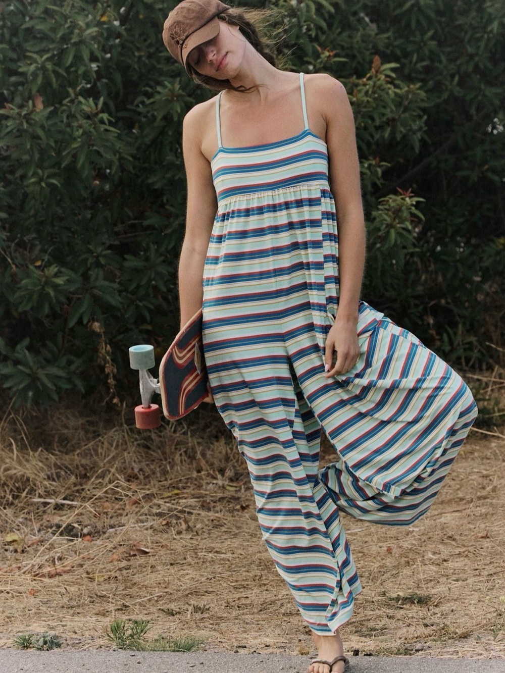 Free People Multicolor Striped Spaghetti Strap Jumpsuit